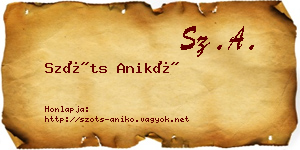 Szőts Anikó névjegykártya