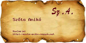 Szőts Anikó névjegykártya